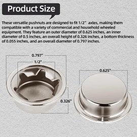 (8-Pack) Calvana Spring Steel Push On Pushnut Caps with Mechanical Zinc Plating-Permanent Washer Caps Fits 1/2” Axles for Hand Trucks, Rolling Bins, and Lawn Wagons-Perfect Alternative for Cotter Pins