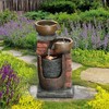 LuxenHome 23" H Waterfall Fountain Bowls and Bricks Resin Outdoor