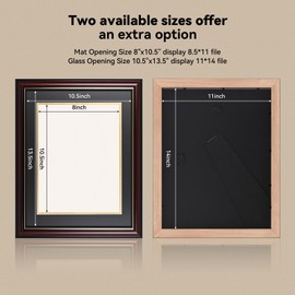 GAMYPET Solid Wood Diploma Frame 8.5 x 11 Certificate Frames with Purple Mat or 11x14 Document without Mat as Graduation Picture Frame