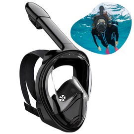 Snorkel Mask for Adults and Children, Full Mask for Snorkelling, Snorkel Set Alternative, Full Face Mask Snorkelling Equipment Adults, 180 Panoramic Wide View Diving Mask (Black-L/XL)
