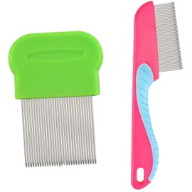 Lice Comb, Pack of 2 Cat Dog Flea Comb, Pet Comb, Stainless Steel, Tick Comb for Dogs, Dust Comb for Care and Removal of Dandruff or Lice Lice