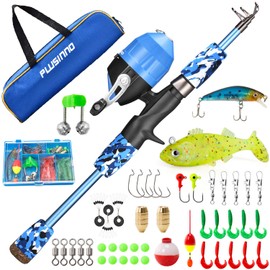 ODDSPRO Kids Fishing Pole - Kids Fishing Starter Kit - with Tackle Box, Reel, Practice Plug, Beginner's Guide and Travel Bag for Boys, Girls