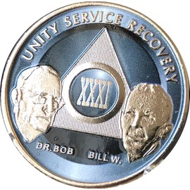 31 Year AA Founders Medallion Titanium Nickel Plated Anniversary Chip XXXI