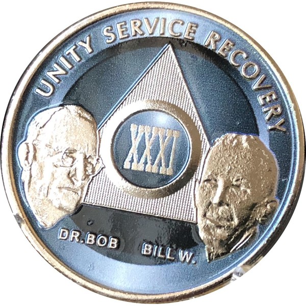31 Year AA Founders Medallion Titanium Nickel Plated Anniversary Chip XXXI