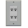 RiteAV Decorative 1 Gang 4 Port Cat5e Ethernet Wall Plate
