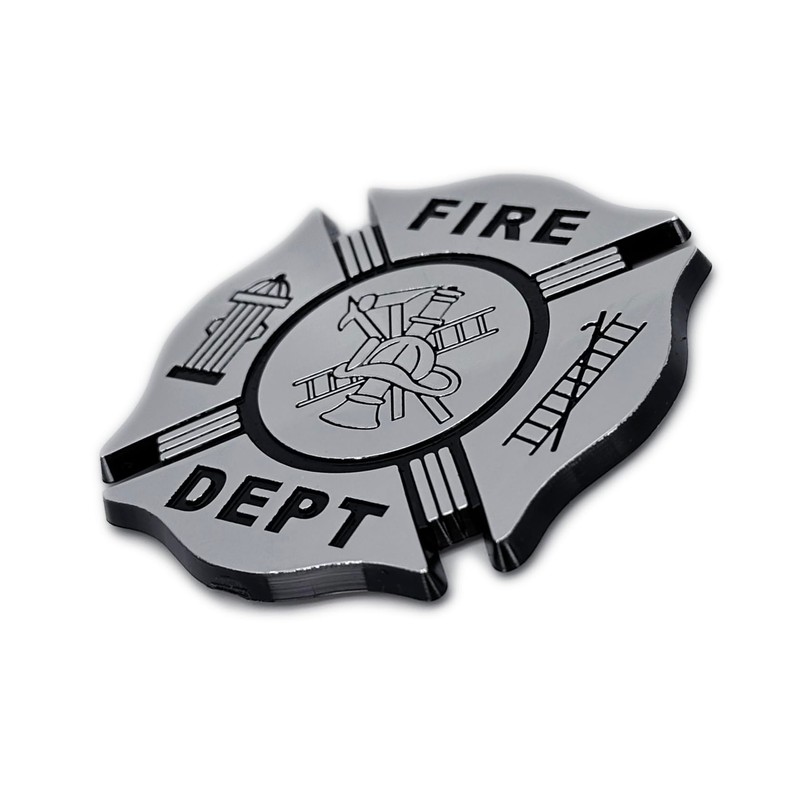 Firefighter Support Black Accent Chrome Auto Emblem