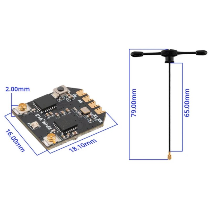 Radiomaster RP4TD-M 2.4GHz ExpressLRS Mini True Diversity Receiver con 65
