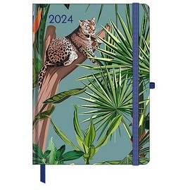 GreenLine Diary Jungle 2024 - Book Calendar - Pocket Calendar - 16 x 22 cm