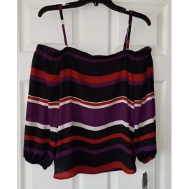 INC International Concepts $59 NWT INC Womens Striped Print Off-Shoulder Shoulder Strap Top Size XL XLarge
