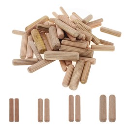 Nihfien 60Pcs Wooden Dowel Pins, 1/4" 5/16" 3/8" Straight Grooved Fluted Wood Dowels Rods Hardwood Crafts Dowel Pegs Joining for Table Chair Drawer Cabinet DIY Woodworking