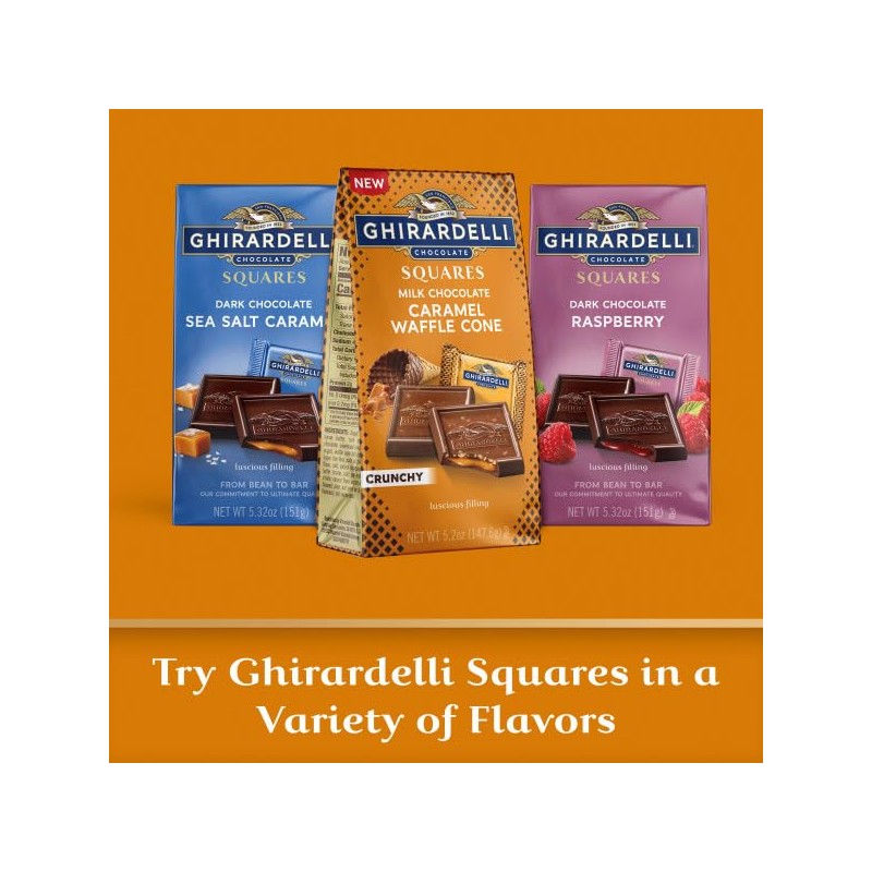 GHIRARDELLI Milk Chocolate Caramel Waffle Cone Squares - Pack of