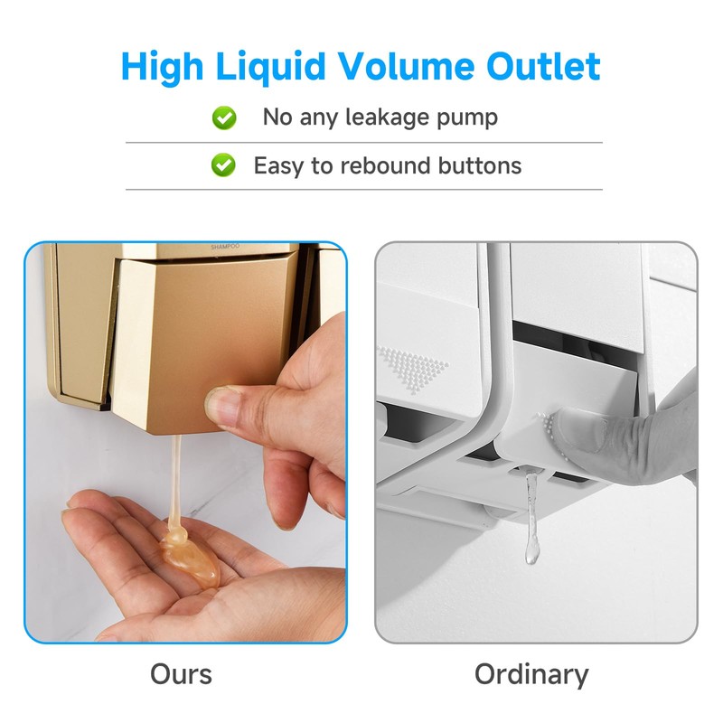 Shampoo and Conditioner Dispenser,Shower Dispenser 2 Chamber No Drill Shampoo