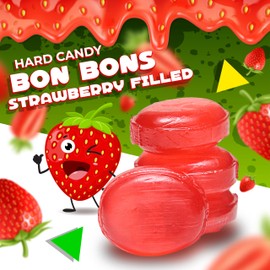 Strawberry Filled Bon Bons Hard Candy, Bulk Candy (2 Pound Bag - Approx. 120 Count)