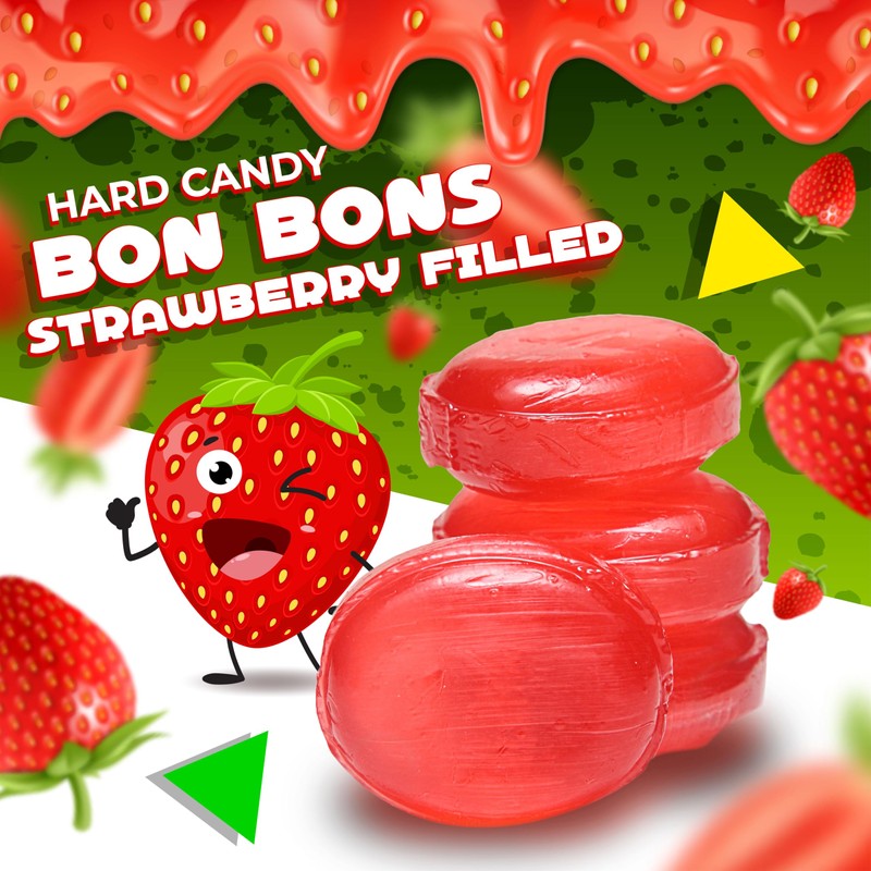 Strawberry Filled Bon Bons Hard Candy, Bulk Candy (2 Pound