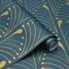 Peel and Stick Wallpaper Gold and Blue Stripe Contact Paper