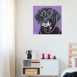 Fine Art Canvas Black Lab Fifi Canvas Wall Decor by Artist Hippie Hound Studios for Living Room, Bedroom, Bathroom, Kitchen, Office, Bar, Dining & Guest Room - Ready to Hang - 18 in x 18 in