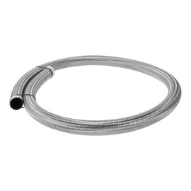 INFINAUTO AN16 Fuel Line Hose 4.5ft 7/8"ID Fuel Hose 11/7"OD for Car CPE Rubber Stainless Steel Braided Vacuum Hose Silver Tone