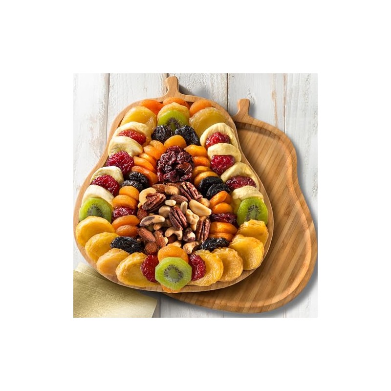 A Gift Inside Festive Dried Fruit and Nuts on Bamboo