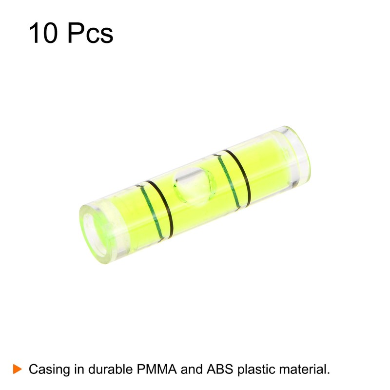 HARFINGTON 10pcs Small Cylindrical Bubble Level Vials 7x26mm PMMA Mini
