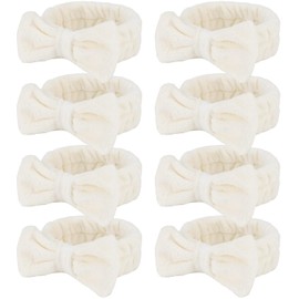 Ondder Diadema De Spa Para Lavarse La Cara, Paquete De 8, Diademas Para El Cuidado De La Piel Para Mujeres Y Niñas, Bandas Para La Cabeza Con Lazo Bonito 8 Unidades (Paquete De 1) Beige
