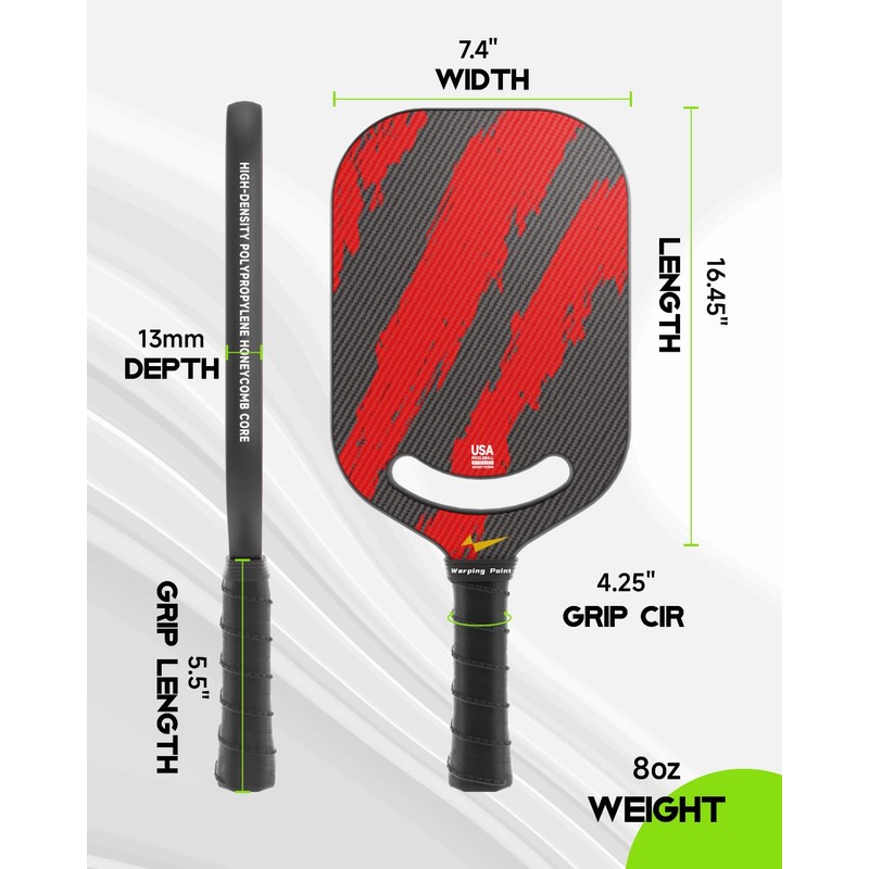 Warping Point Ascent Pickleball Paddles | Carbon Fiber Pickleball Racket