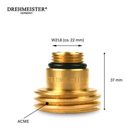 ACME filling point adapter Ø22mm (1 ¾ x W 21,8) short version LPG UK to EUROPE