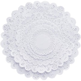 Assortment of 100 Round Paper Lace Table Doilies – 4, 5, 6, 8, and 10 inches - White Decorative Placemats - Made in Canada (Combo Pack 100 – 20 of Each)