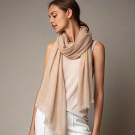 LA FERANI Summer Scarf Women's Cashmere Thin Neckerchief Stole 200 x 70 cm Light Transparent White Black Envelope Scarf Pashmina for Summer Spring Casual Business Style Wedding Gift for Her, cream