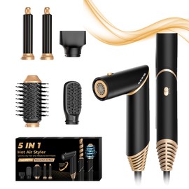 5 in 1 Blow Dryer Brush,Hair Dryer Brush with Detachable Air Styler,Negative Ionic Magic Hair Styler,Hot Air Brush for Women Volumizer,Straightener,Drying