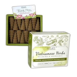 Organic-Natural-Non-Toxic-Vietnamese-Mixed-Herbs-Backflow-Incense-Cones (31 Waterfall Cones)| 30 Minutes Long Lasting Burn for Positive Vibes, Relaxation, Aromatherapy, Air Purification, Meditation