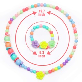 BigOtters Toddler Necklace Bracelet, 3 Sets Kids Jewelry for Girls Colorful Beads, Costume Dress up Jewelry Gifts Princess Party Favors