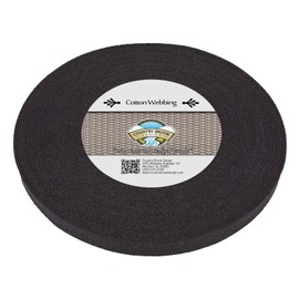 Country Brook Design - 5/8 Inch Black Heavy Cotton Webbing, 10 Yards