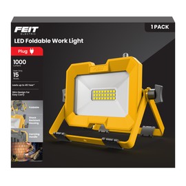 Feit Electric WORK1000PLUG/SCIS Portable Plug-in LED Work Light, 1000 Lumens, 5000K Daylight, 360° Rotating, Water & Dust-Resistant, Heavy-Duty Power Cord, 25,000-Hour Lifespan