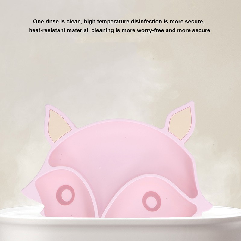 Baby Suction Plate Cute Fox Shape Non Toxic Safe 3