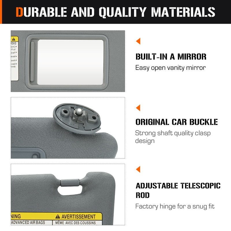 Sun Visor for 2005-2015 Toyota Tacoma Without Light, Right Passenger