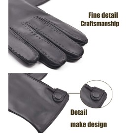 YISEVEN Men's Winter Touchscreen Sheepskin Drees Leather Gloves Handsewn Wool Lined Warm Fur Lining Heated Work Driving Motorcycle Sales Deal Gifts, Black 10.0"/XL