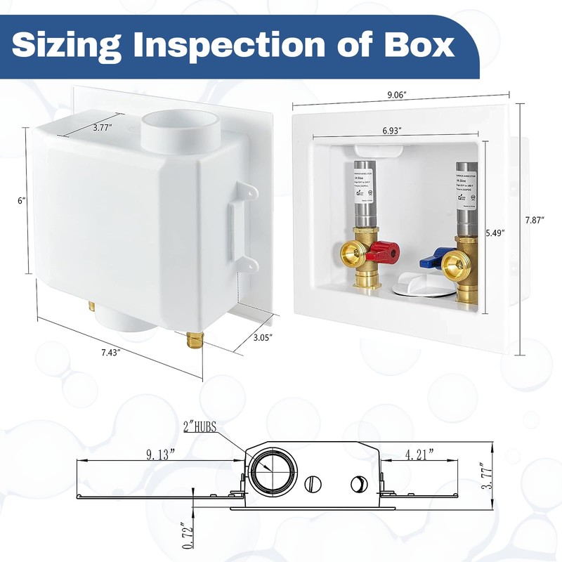 2-PACK GUOFIS Washing Machine Outlet Box with Stainless Steel Hammer