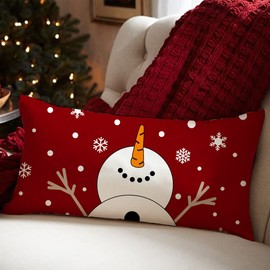JXZYGMD Christmas Pillow Covers 12x20 Snowman Snowflake Merry Christmas Holiday Party Throw Pillow Cover Decorations Pillows Decorative for Sofa Winter Home Decor