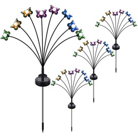 etheray Butterfly Body Glow Solar Light for Yard Decor 4-Pack, Outdoor LED Stake Lights Swaying in Wind Fairy Garden Decorations, Waterproof Patio Backyard Lawn Pathway Landscape Path Lights