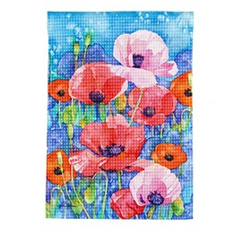 Evergreen Painted Poppies Garden Waffle Flag