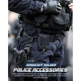 Molle Handcuff Pouch, Handcuff Holder for Duty Belt/Police Vest, Molle Hand Cuff Holster with USA Patch, Handcuffs Holster Fit ASP/Hinged/Chain/Folding Rigid Handcuffs, Hand Cuff Law Enforcement