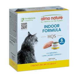 almo nature HQS Supportive Indoor Shredded HQS Chicken Formula in Gravy Wet Cat Food, 1.77-oz can, case of 6
