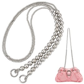 PH PandaHall Pearl Chain, Pearl Strap, Length Approx. 43.3 inches (110 cm), Ball Chain, Shoulder Strap, Smartphone Chain, Bag Replacement, Shoulder Chain, Bag Accessory, Women's, Stylish, Silver