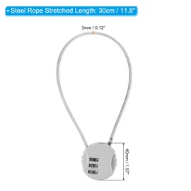 PATIKIL Combination Lock 12 Inch, 3 Digit Outdoor Waterproof Code Padlock with Wire Rope for Luggage Gym Locker Fence Toolbox Backpack, Silver