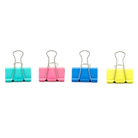 AKORD 25 mm Metal Binder Clip Clamp - Assorted Colours (Pack of 48)