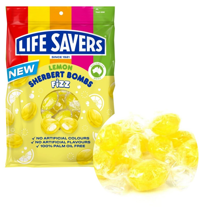 Life Savers Lemon Sherbet Bombs Fizz 150g Per Bag -