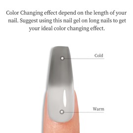 MAYCHAO 15ML Color Changing Gel Nail Polish 1Pc Black-Light Grey Tepaerature Change Gel Polish Soak Off Nail Polish Nail Art Manicure Salon DIY Gifts at Home, 0.5 OZ