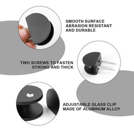 WJUAN Pack of 4 Adjustable Wall Shelf Brackets, Black Aluminium Glass Shelf Support with Non-Slip Screws, Shelf Bracket, for Wall Shelf Bracket, 6-10 mm