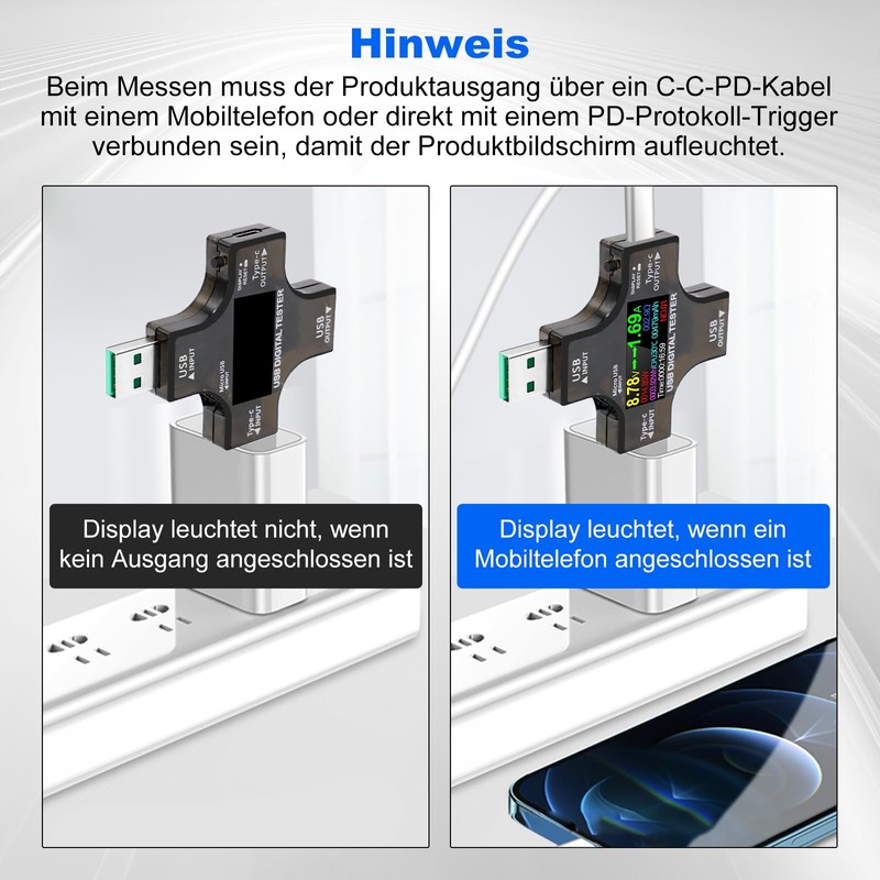 AYWHP USB Tester Meter 2-in-1 USB C Digital Multimeter, USB