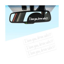 KHGUZ 3PCS I Love You, Drive Safe Car Mirror Sticker, Vehicle Rearview Window Vinyl Decals with Heart, Auto Rear View Mirror Affirmation Decor Stickers, Universal for SUV, Truck, RV (White)